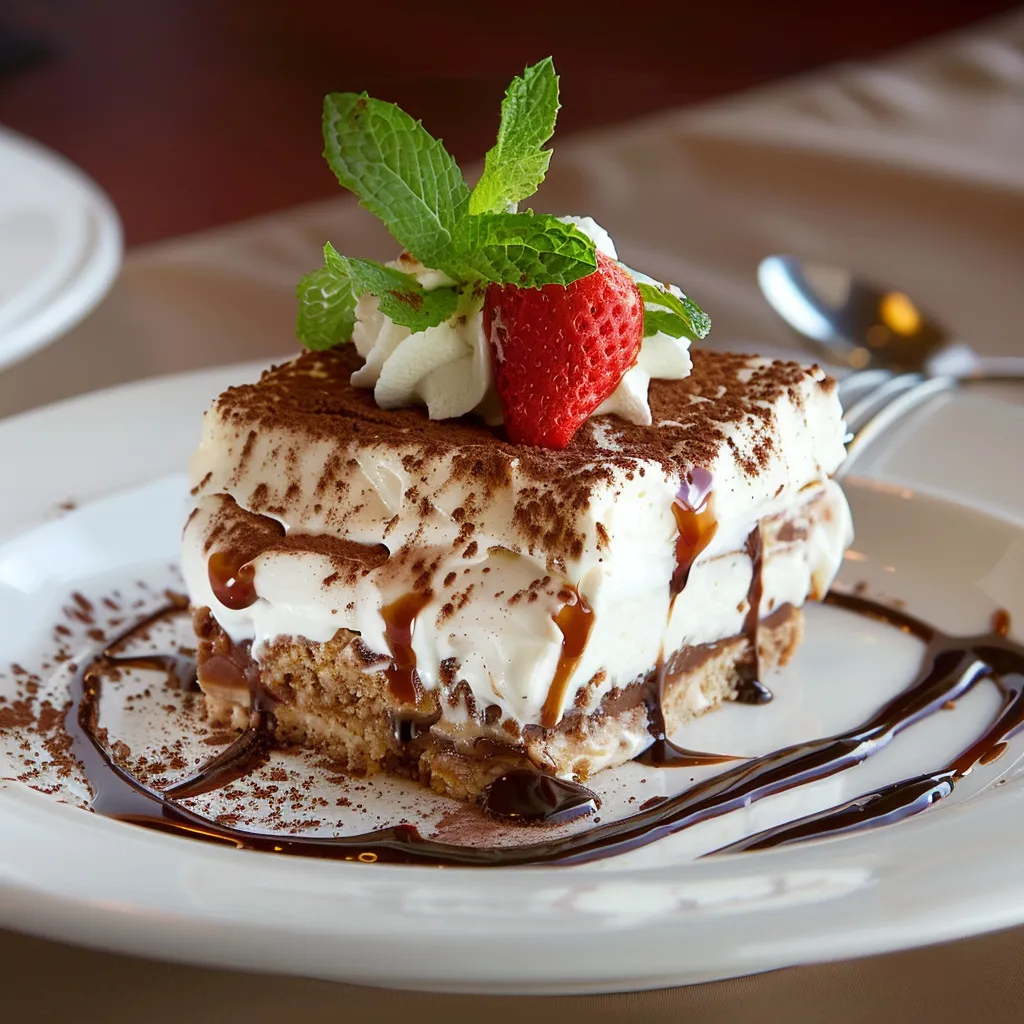 Une tartine de crème chantilly avec des fraises et des herbes vertes sur un plateau.
